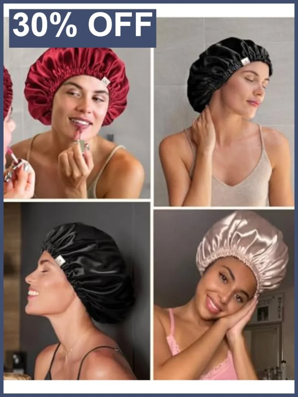 Satin Bonnet for Sleeping Women Men Adjustable Hair Bonnet Hair Protection
